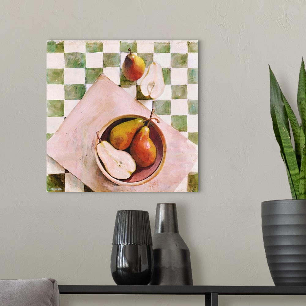 A modern room featuring Pears In A Bowl