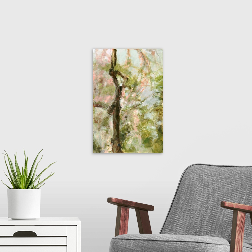 A modern room featuring Spring Diptych II