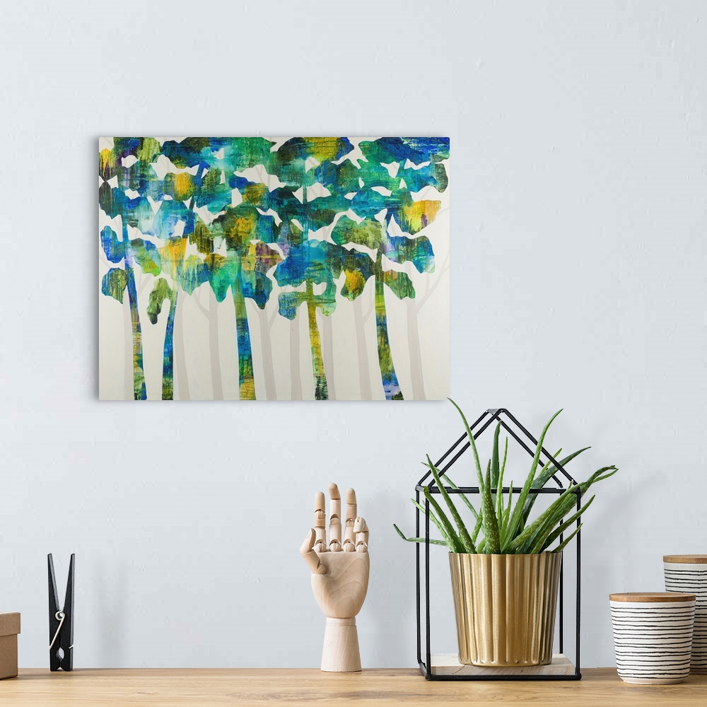 A bohemian room featuring Tall Trees VII