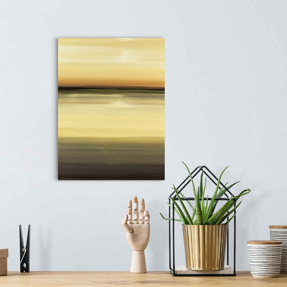 A bohemian room featuring Modern abstract art featuring mutiple lines and regions of color.
