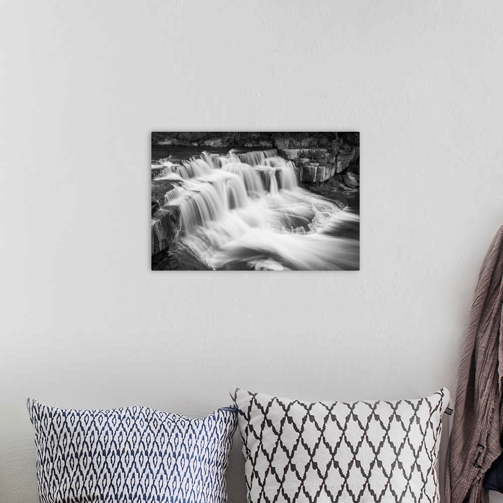 A bohemian room featuring Long exposure photo of rushing waterfalls in Taughannock Falls State Park, New York.