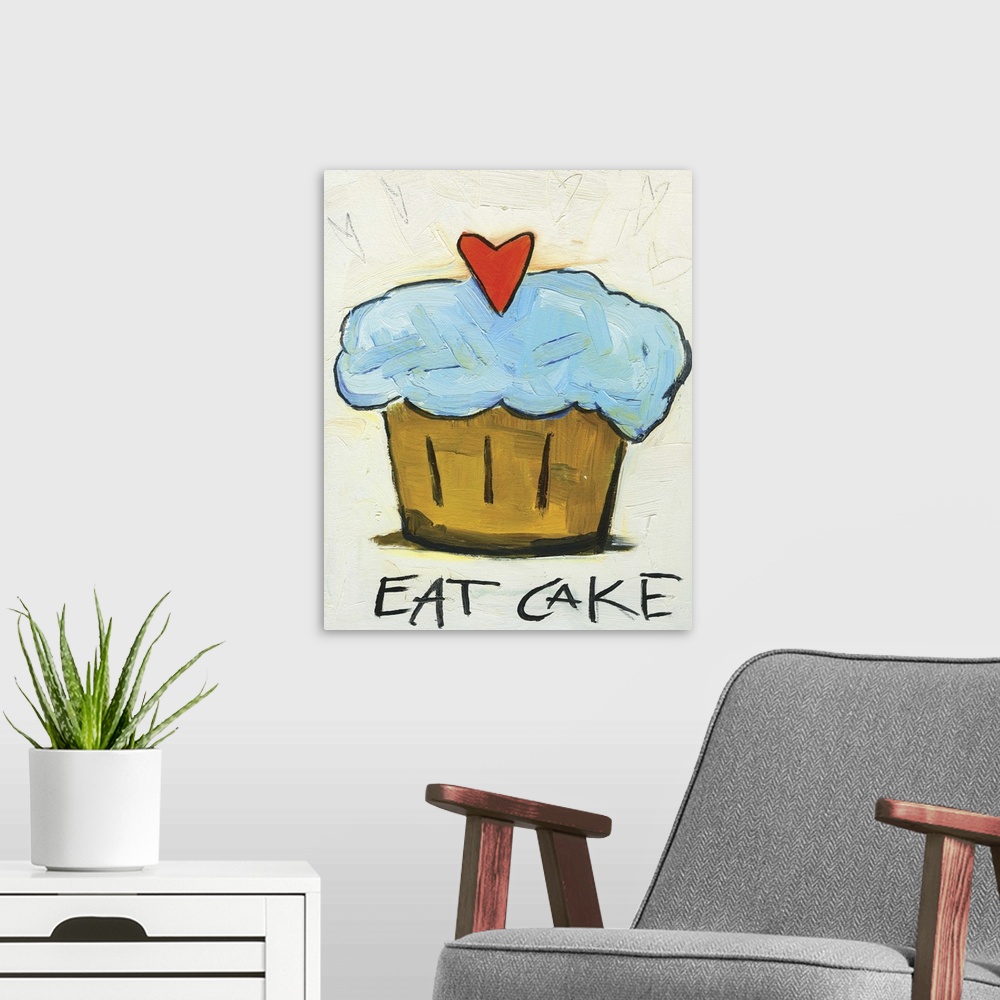 A modern room featuring Eat Cake