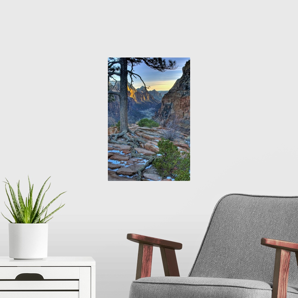 A modern room featuring Sunset from Angel's Landing in Zion National Park Utah