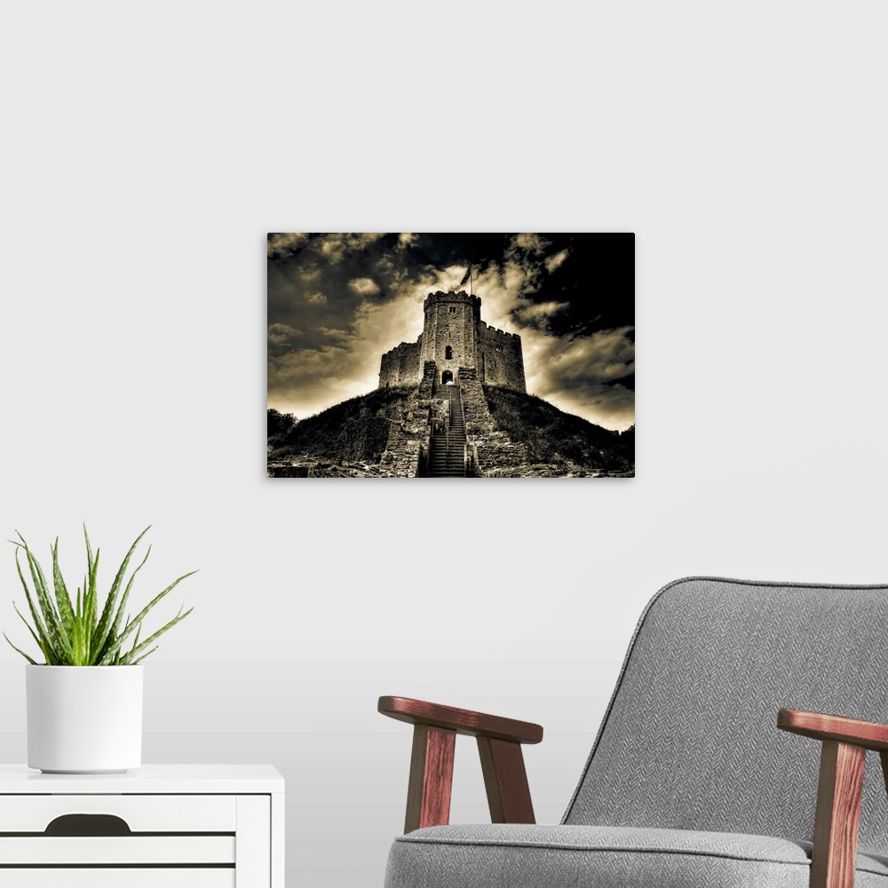 A modern room featuring Dramatic shot of Cardiff Castle
