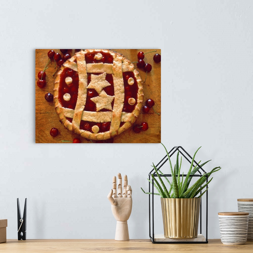 A bohemian room featuring A cherry pie