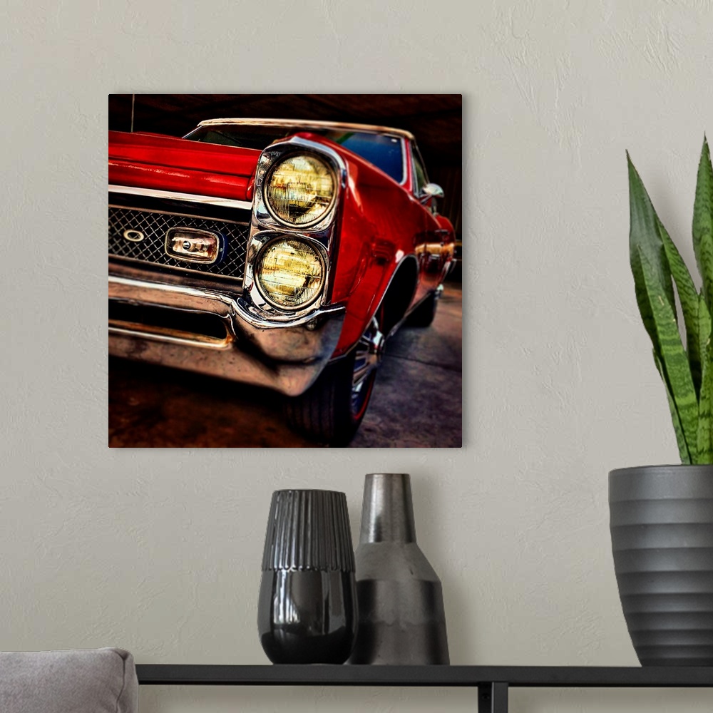 A modern room featuring Retro vintage automobile