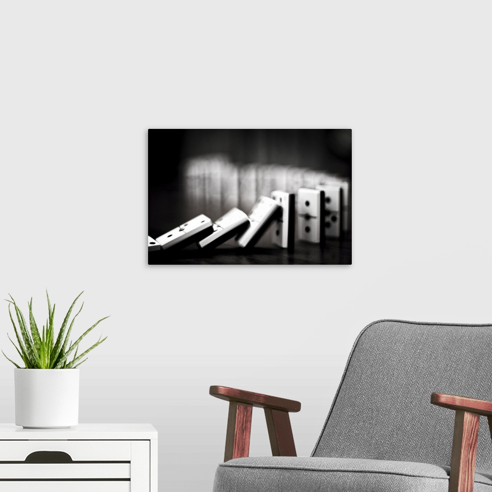 A modern room featuring The domino effect in black and white