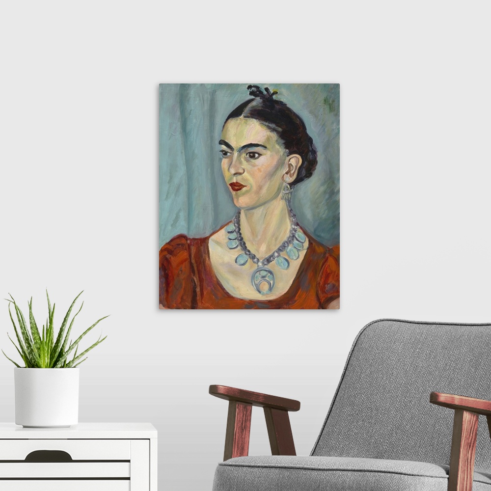 A modern room featuring Frida Kahlo
