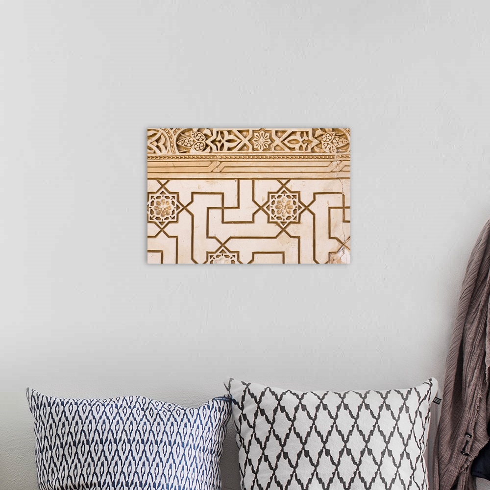 A bohemian room featuring Geometric pattern on a wall of Alhambra palace, Granada, Spain