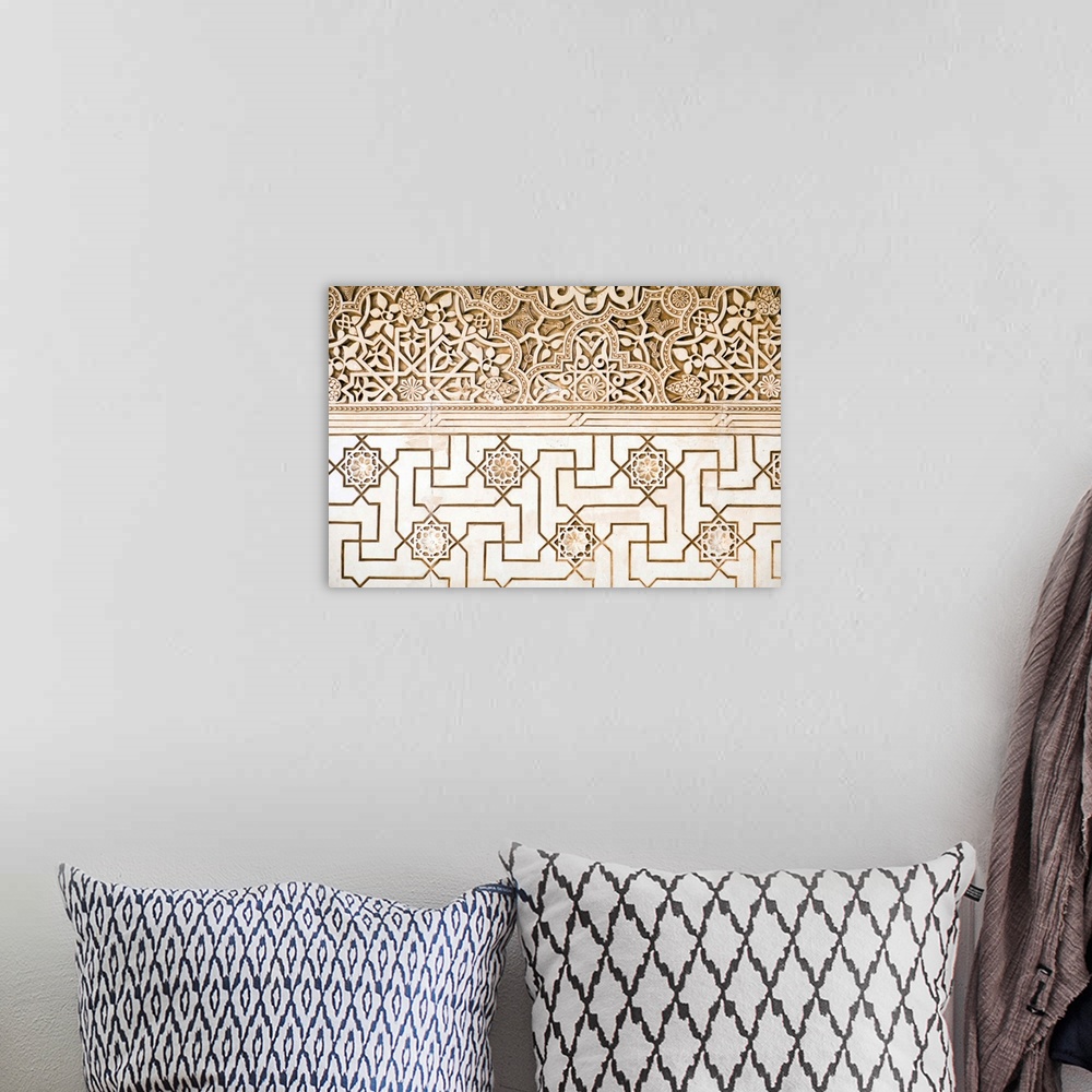 A bohemian room featuring Geometric pattern on a wall of Alhambra palace, Granada, Spain