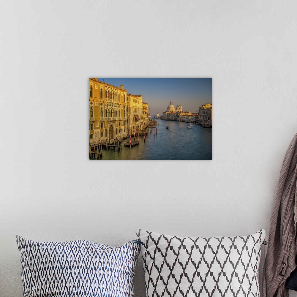 A bohemian room featuring Grand Canal from Ponte dell'Accademia, with the Palazzo Cavalli-Franchetti on the left and La Sal...