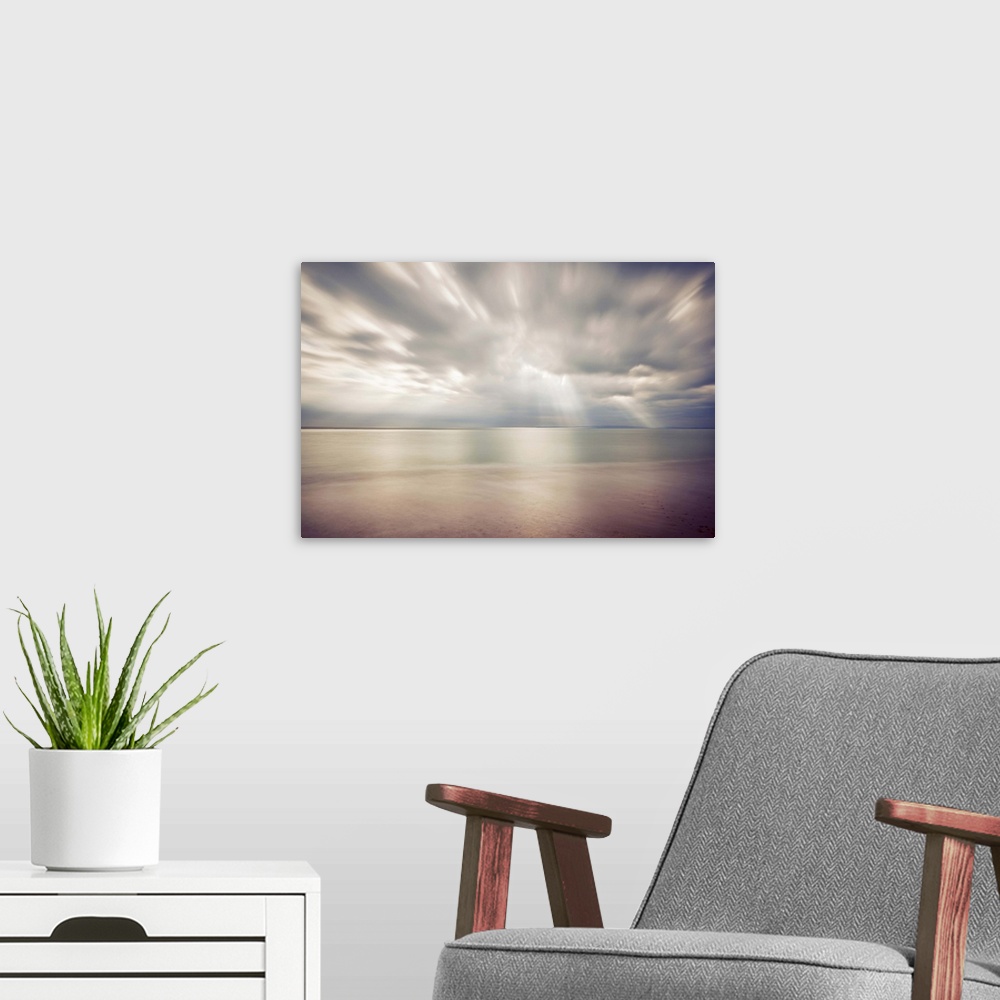 A modern room featuring Rays of light at Hengistbury Head long exposure seascape