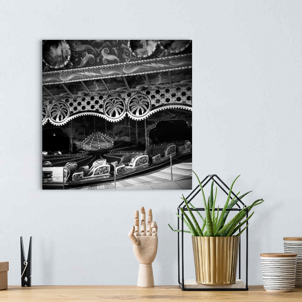 A bohemian room featuring Monochrome Holga carnival image with Himalaya or bobsled ride