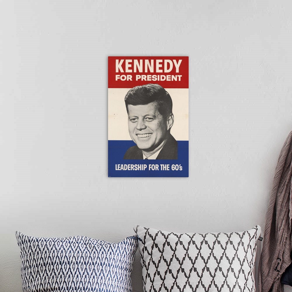 A bohemian room featuring Kennedy For President - Leadership For The 60's