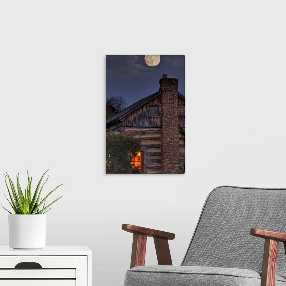A modern room featuring Moon rise over hill at Inn at Cedar Falls