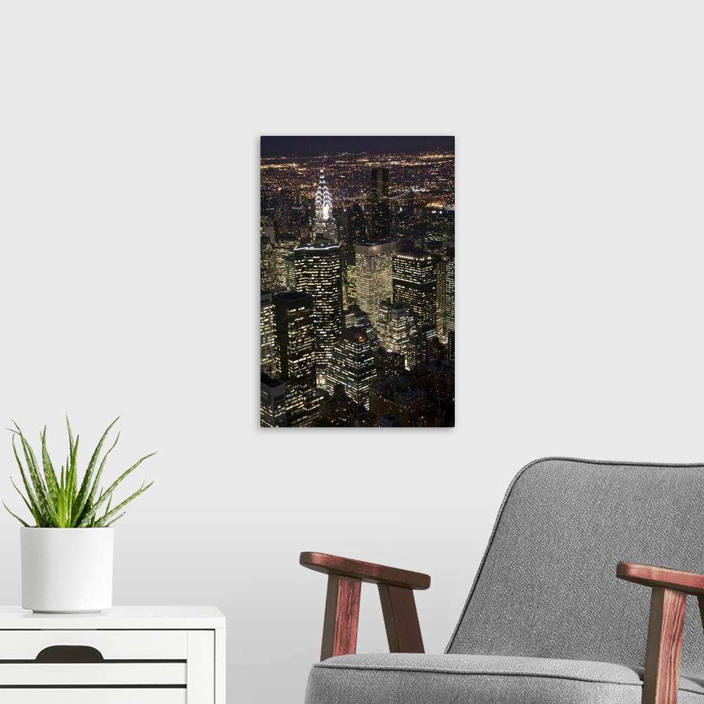 A modern room featuring Midtown Manhattan from the Empire State Building, NYC, USA
