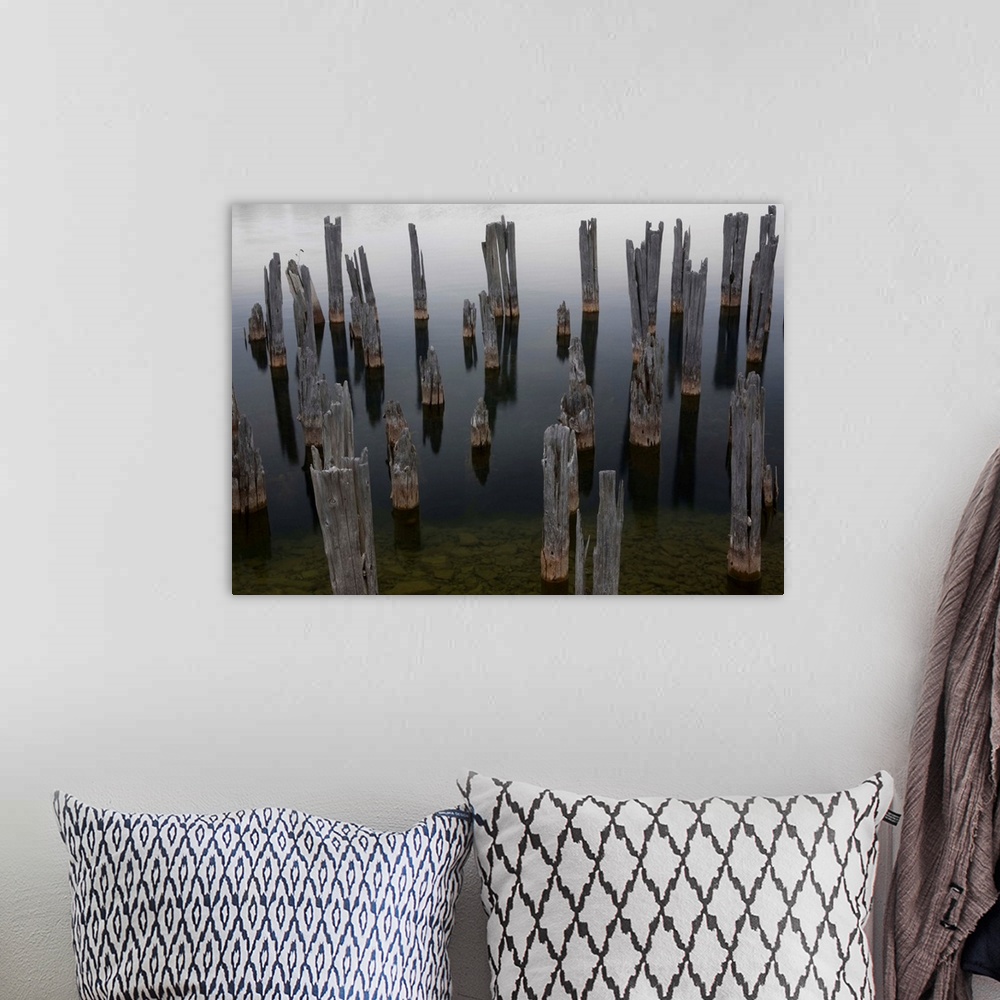 A bohemian room featuring Old pilings at Fayette Historic site in Michigan