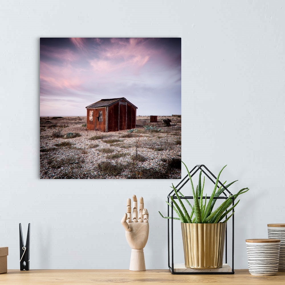 A bohemian room featuring Old rusting shed on Dungeness, East Sussex, UK