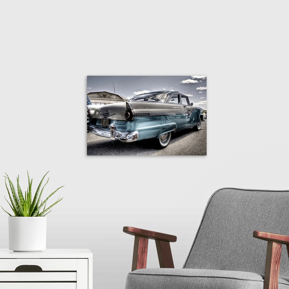 A modern room featuring 2 tone vintage Ford Fairlane