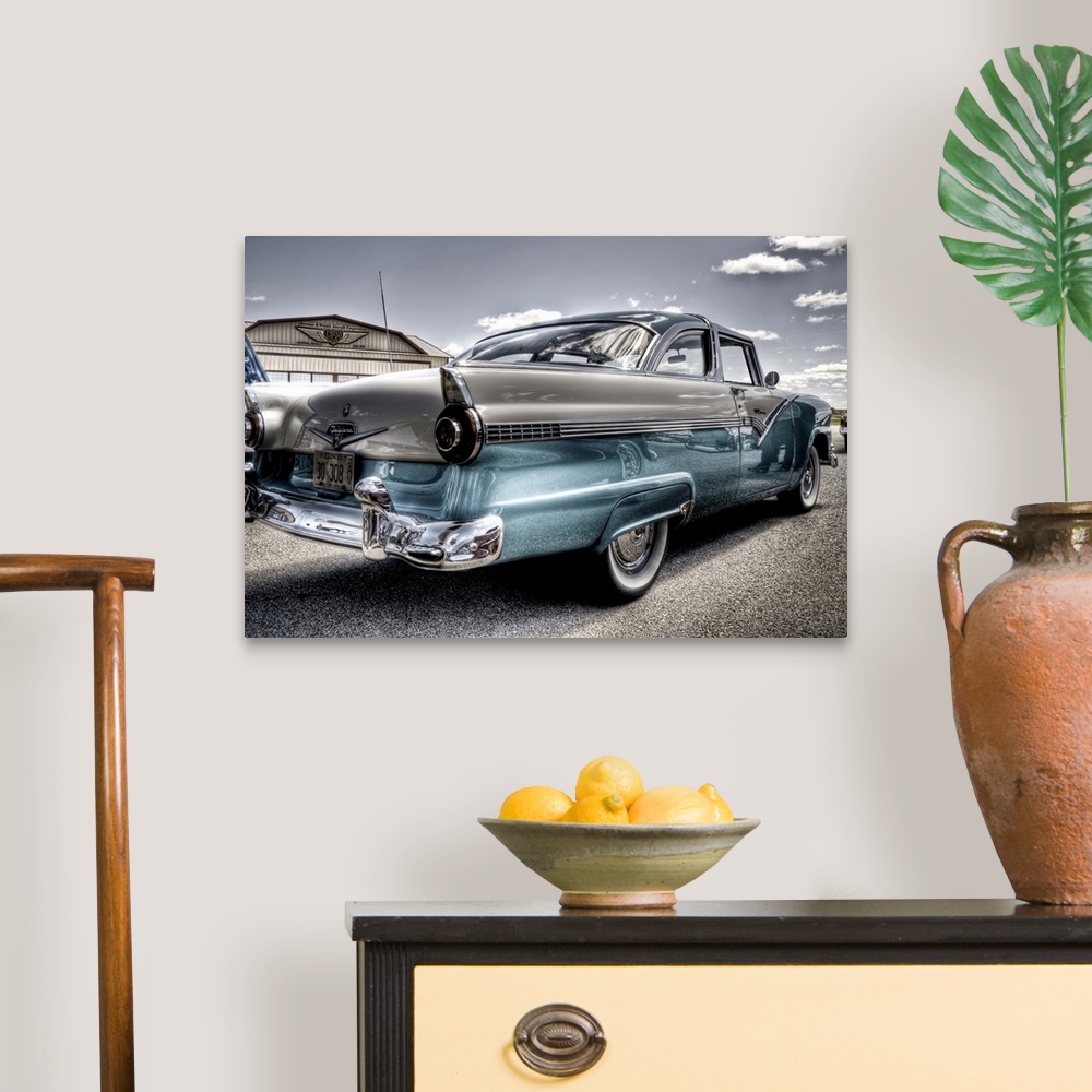 A traditional room featuring 2 tone vintage Ford Fairlane