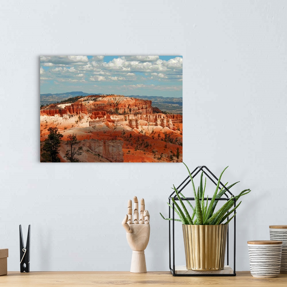 A bohemian room featuring Posterized landscape in USA with red rocks.