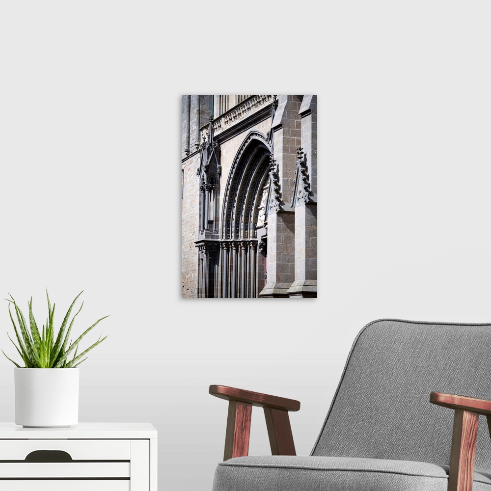 A modern room featuring Side view of Saint Pierre Cathedral facade, Vannes, department of Morbihan, France
