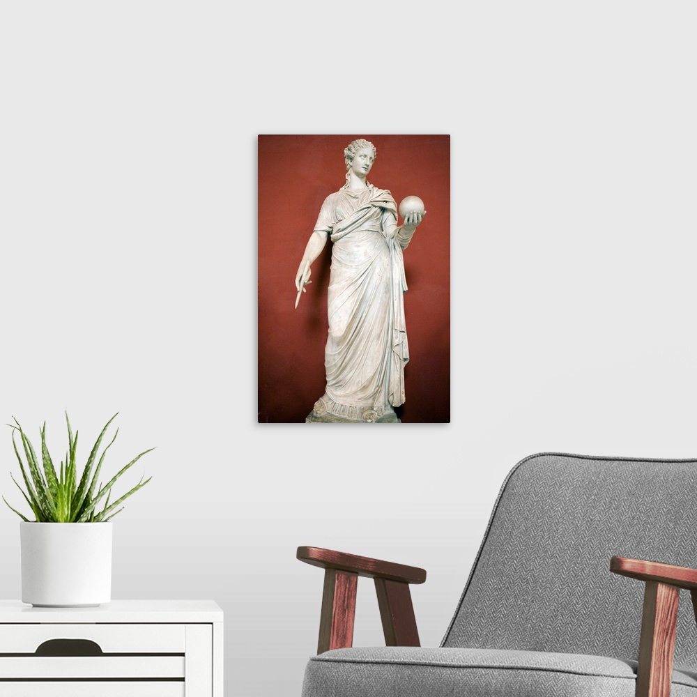 A modern room featuring Urania (Ourania), Muse of Astronomy.