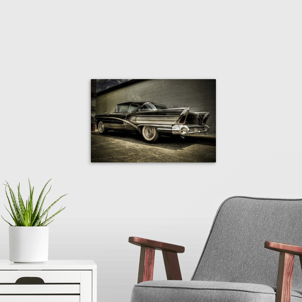 A modern room featuring vintage Buick Riviera