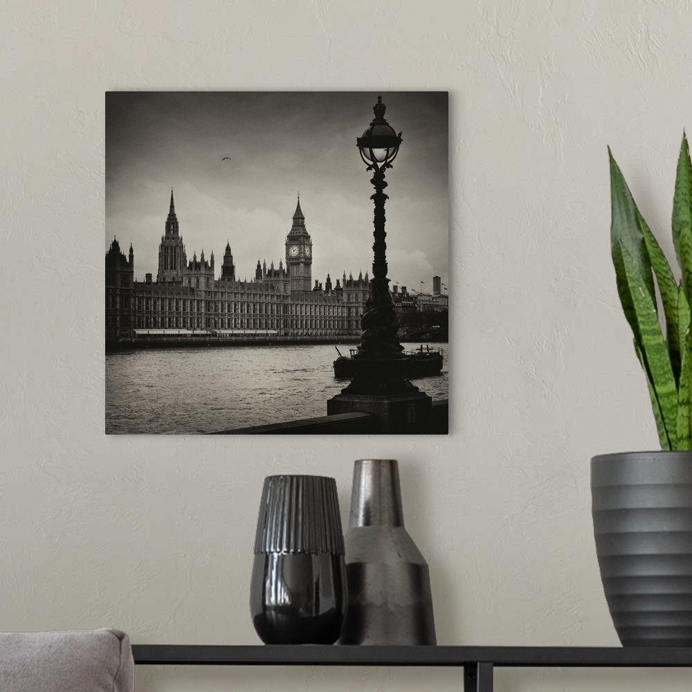 A modern room featuring The Palace of Westminster