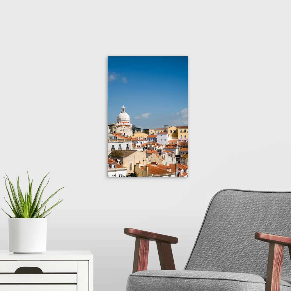 A modern room featuring View of Lisbon with the dome of Santa Engracia church on the top