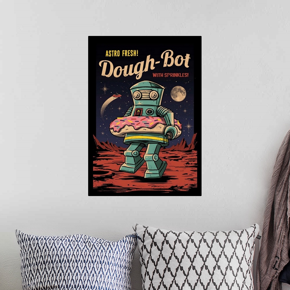 A bohemian room featuring Dough Bot