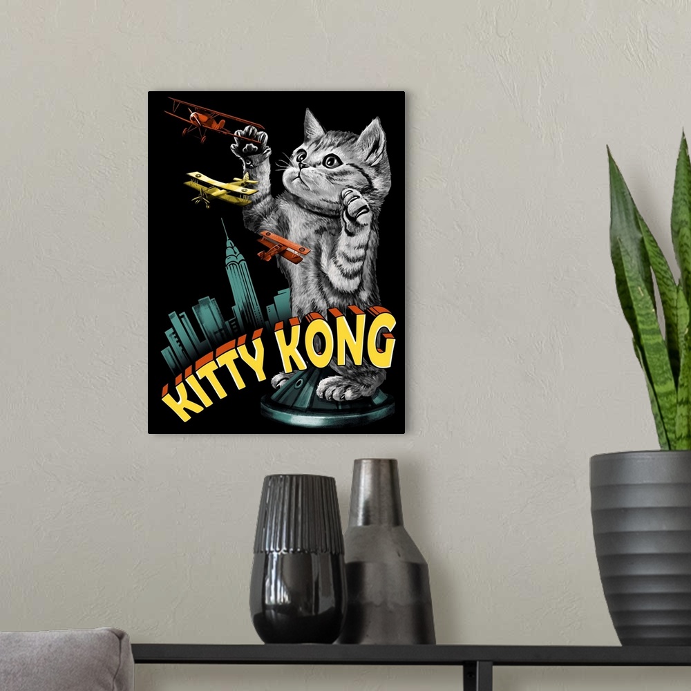 A modern room featuring Kitty Kong