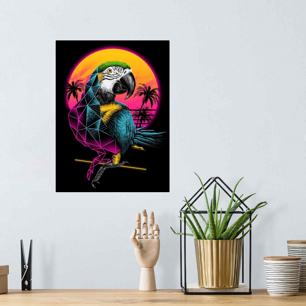 A bohemian room featuring Rad Parrot