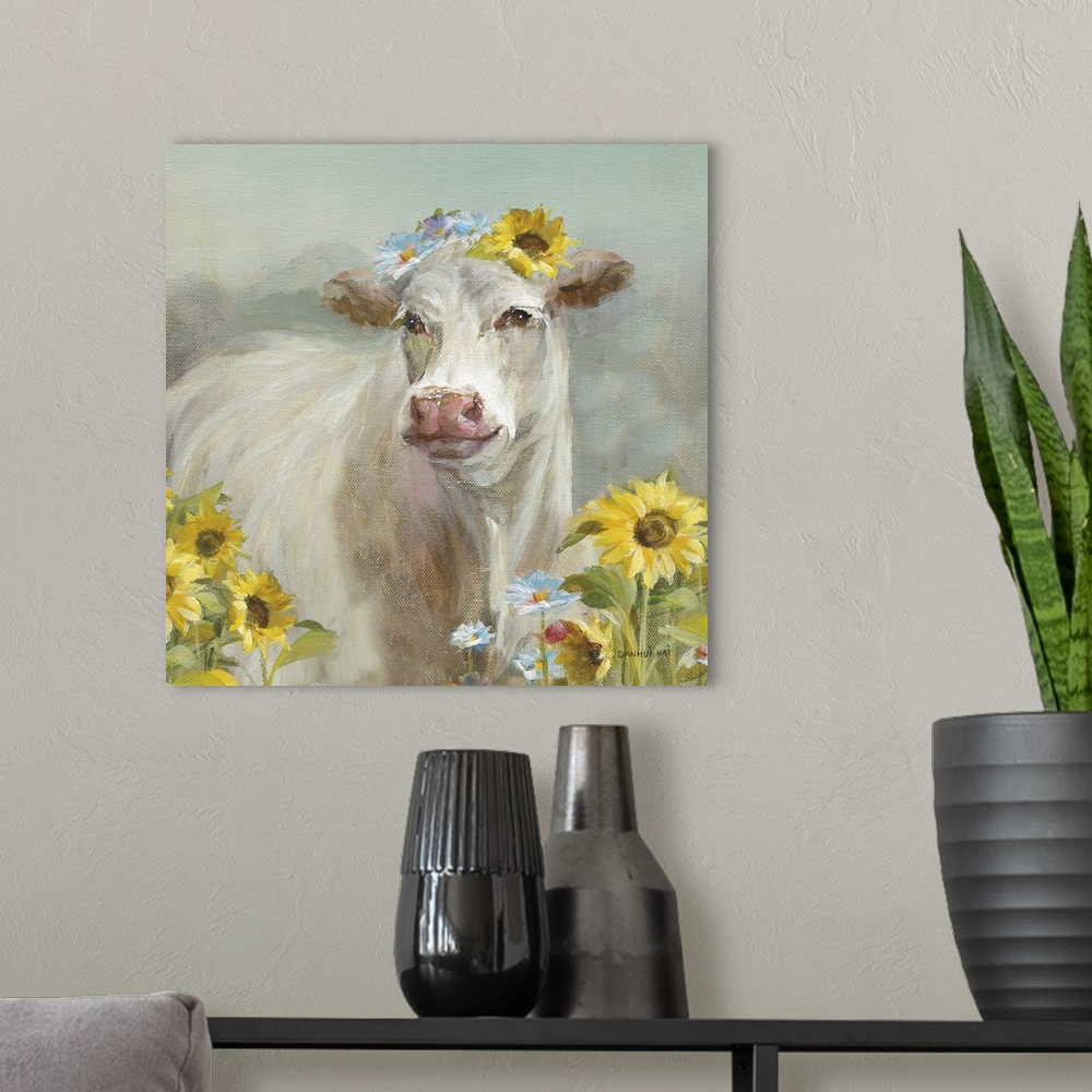 A modern room featuring A Cow In A Crown