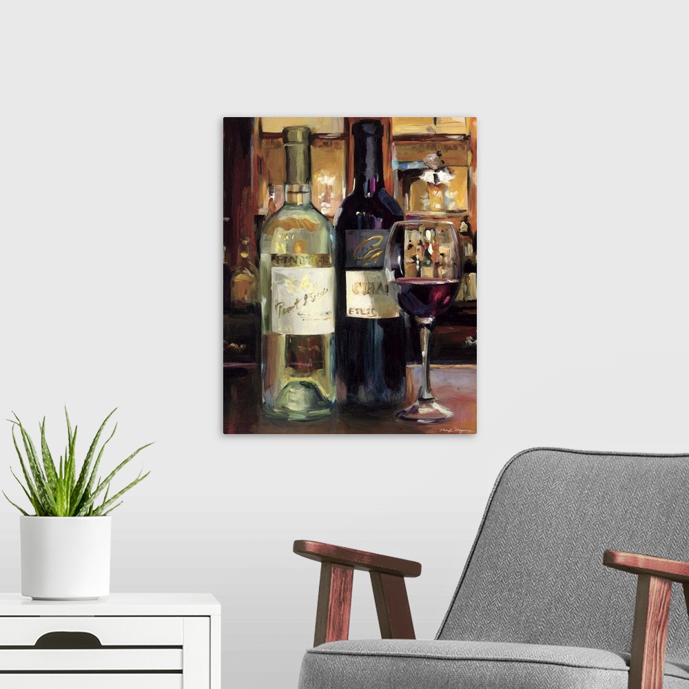 A modern room featuring A Reflection of Wine II