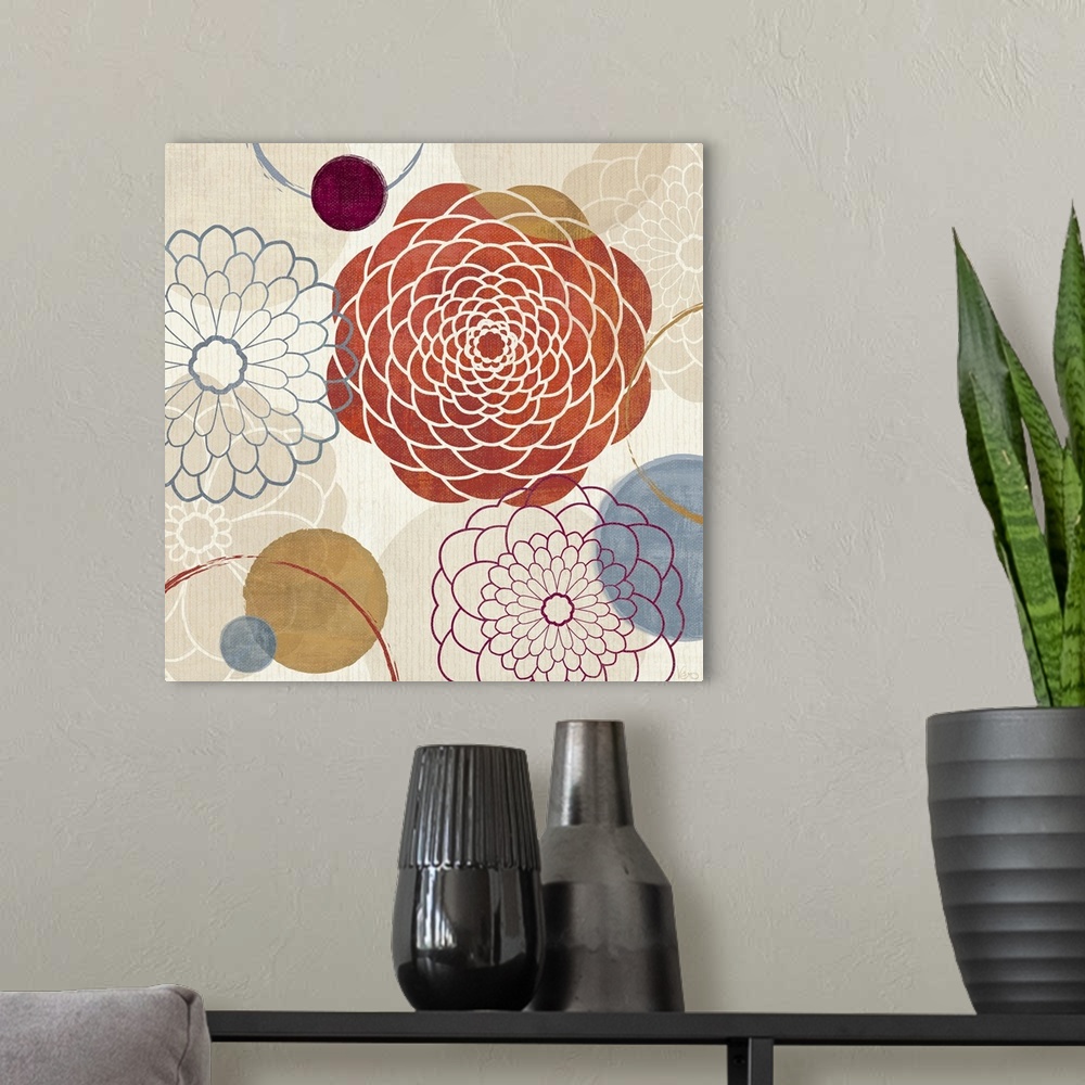 A modern room featuring Abstract Bouquet I