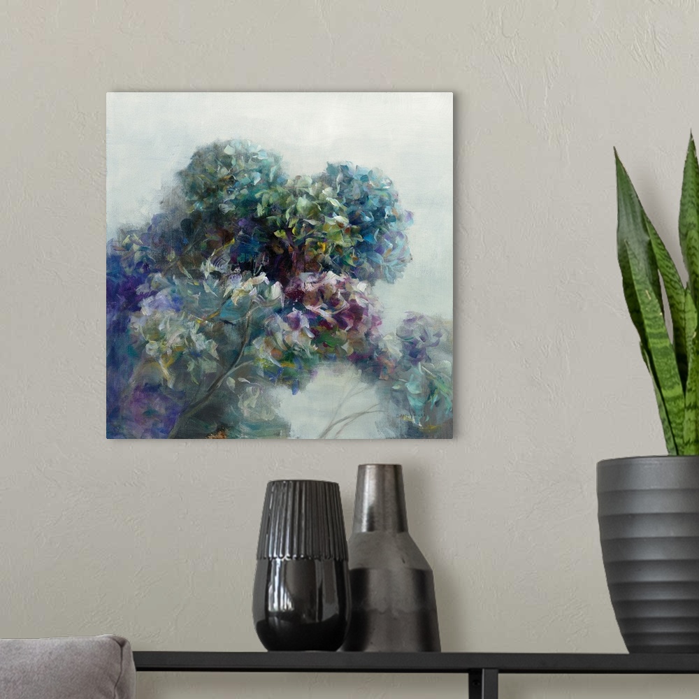 A modern room featuring Abstract Hydrangea