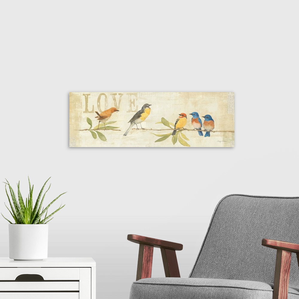 A modern room featuring Adoration of the Magpie Panel I