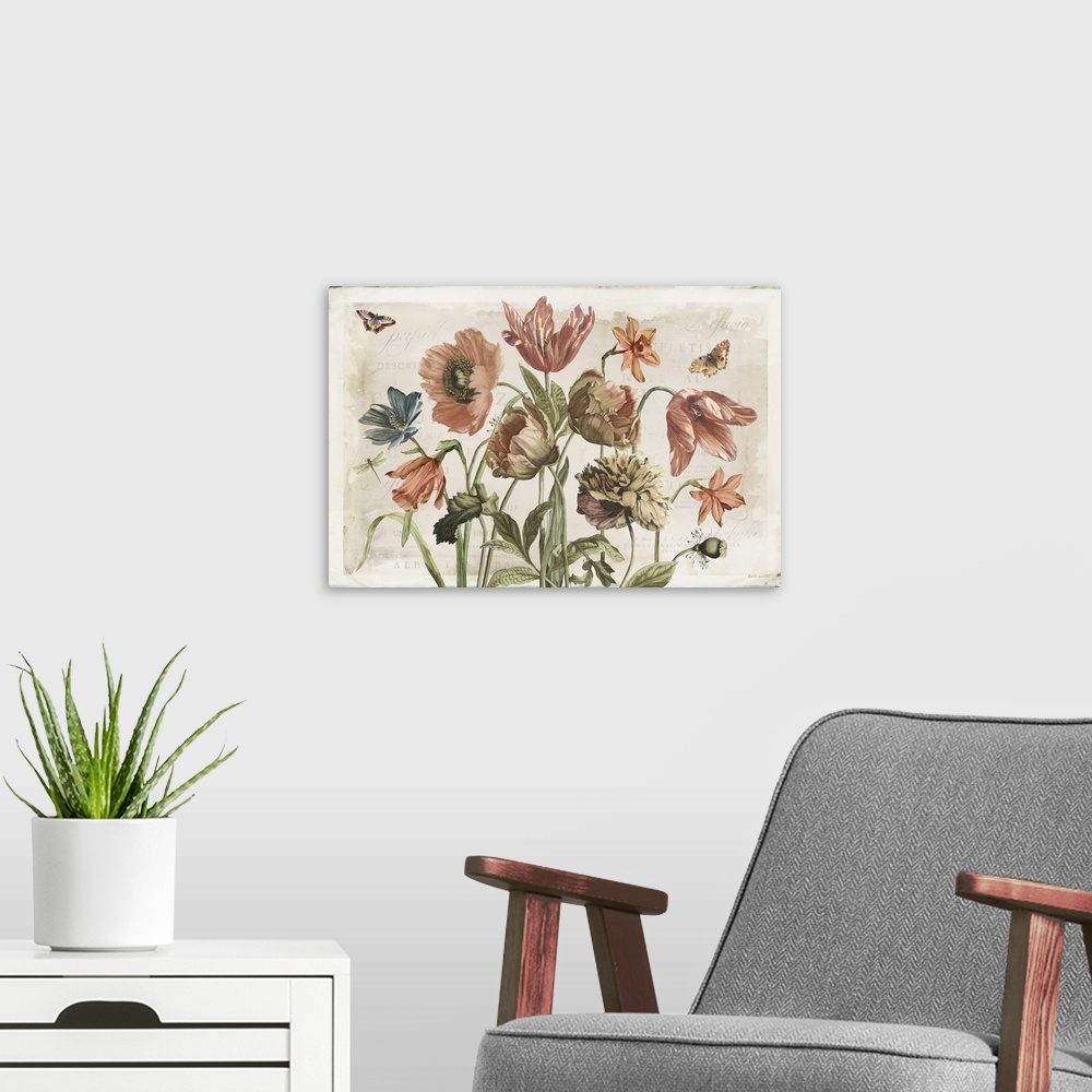 A modern room featuring Antiquarian Blooms II