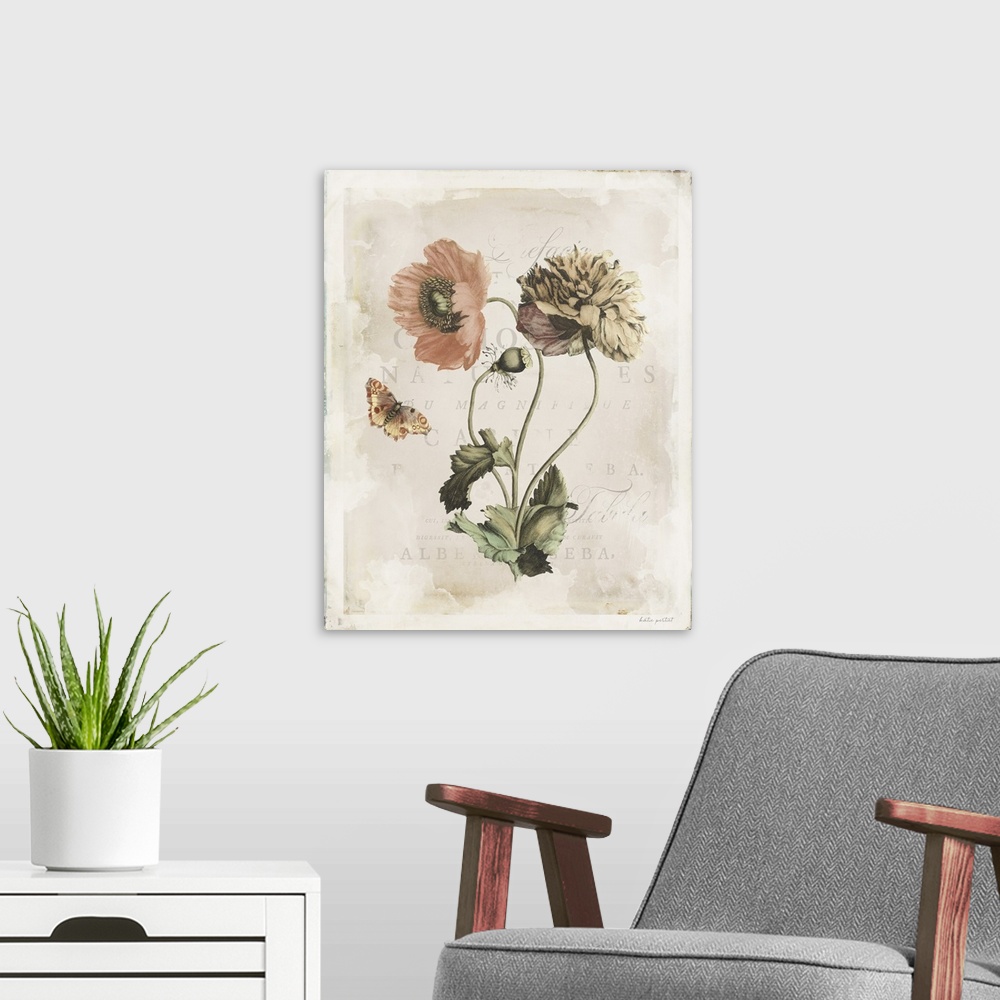 A modern room featuring Antiquarian Blooms IV