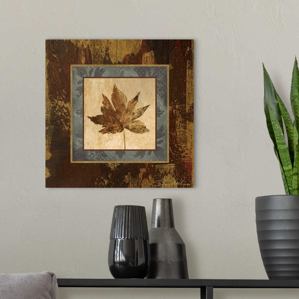 A modern room featuring Autumn Leaf Square IV