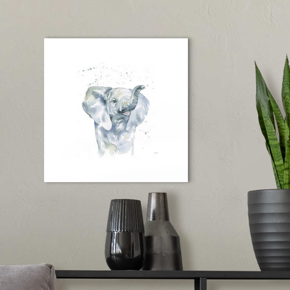 A modern room featuring Baby Elephant White Border