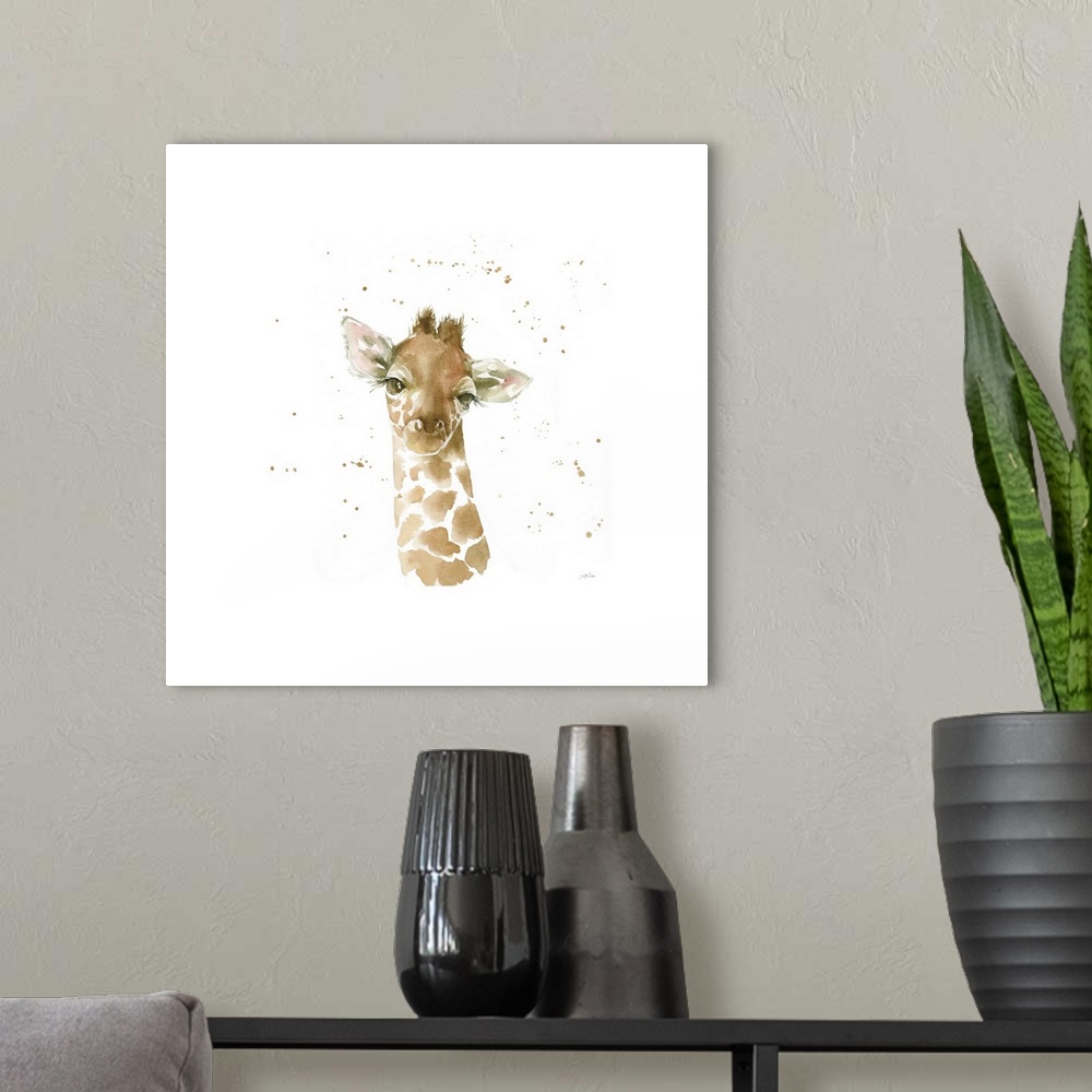 A modern room featuring Baby Giraffe White Border