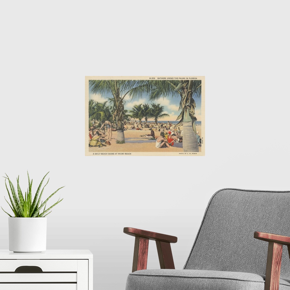 A modern room featuring Beach Postcard III
