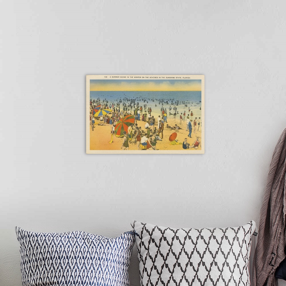 A bohemian room featuring Beach Postcard IV Plain Border