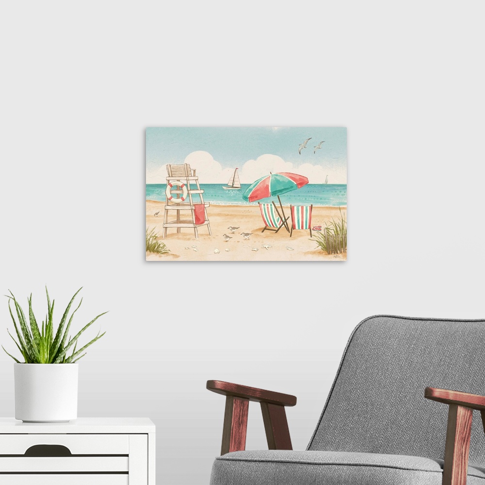 A modern room featuring Beach Time I
