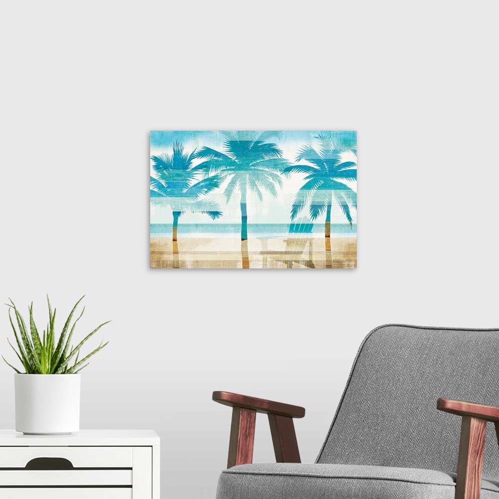 A modern room featuring Beachscape Palms with chair