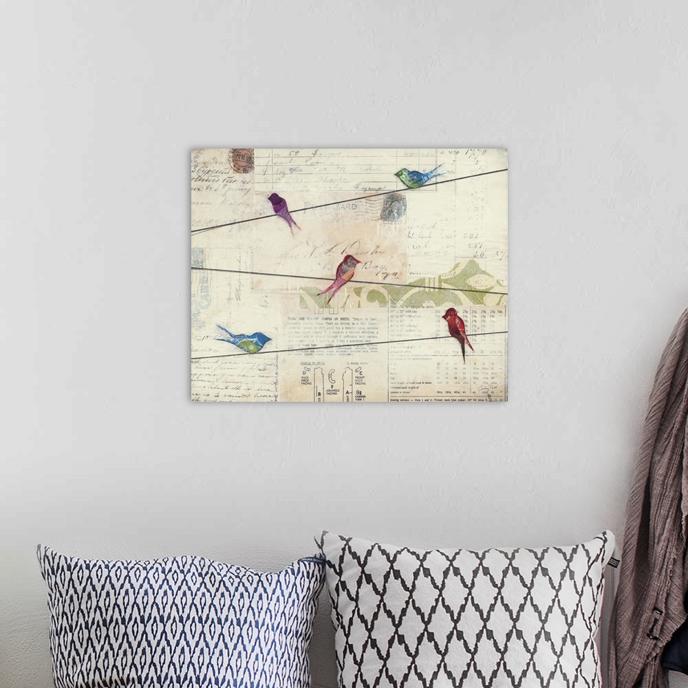 A bohemian room featuring Birds on a Wire
