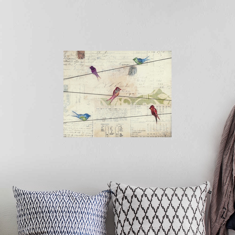 A bohemian room featuring Birds on a Wire