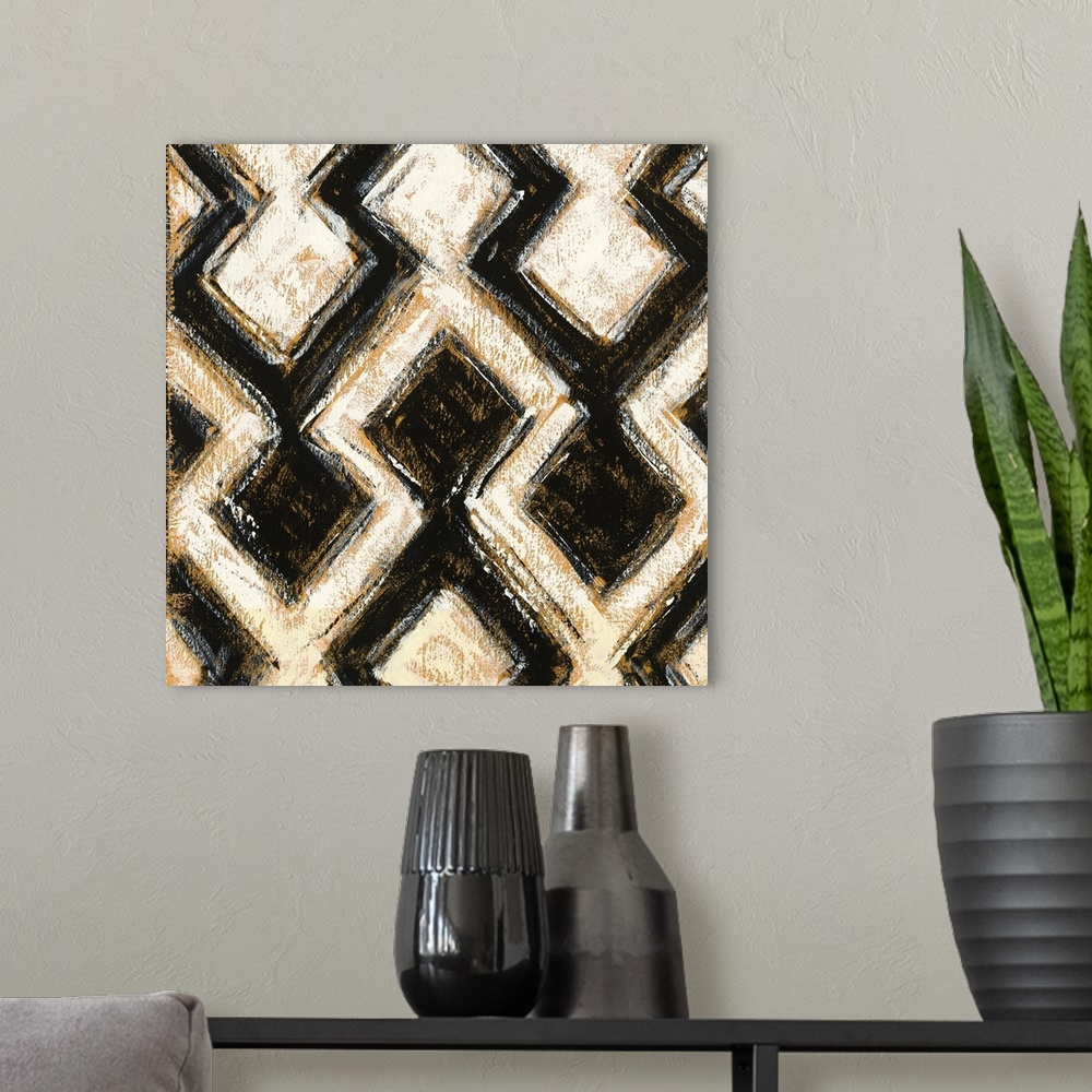 A modern room featuring Black and Gold Geometric III